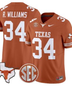 Texas Longhorns 2025 State Map & SEC Patch Vapor Limited Jersey - All Stitched 49 1753676053630