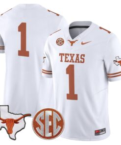 Texas Longhorns 2025 State Map & SEC Patch Vapor Limited Jersey - All Stitched 61 1753676053651