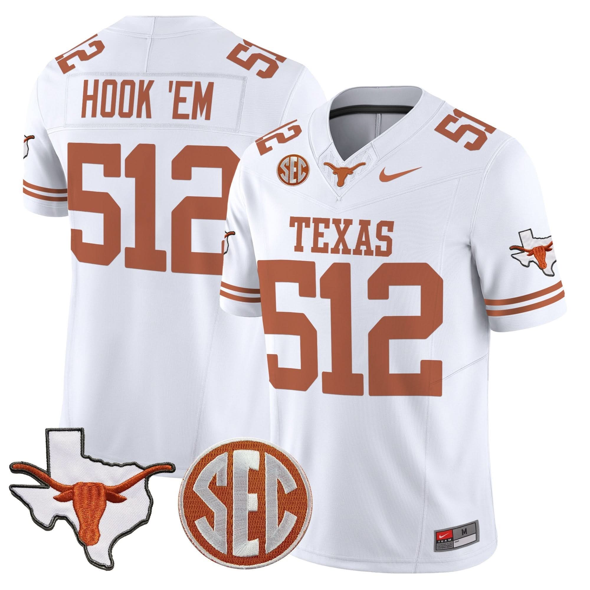 Texas Longhorns 2025 State Map & SEC Patch Vapor Limited Jersey - All Stitched 14 Texas Longhorns 2025 State Map & SEC Patch Vapor Limited Jersey - All Stitched - Image 14