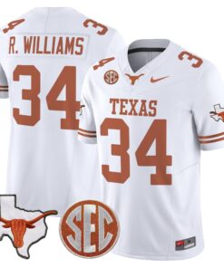 Texas Longhorns 2025 State Map & SEC Patch Vapor Limited Jersey - All Stitched 59 1753676056163