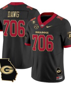 Alternative view of Georgia Bulldogs 2025 Georgia Map & Vince Dooley Patch Vapor Limited Jersey - All Stitched