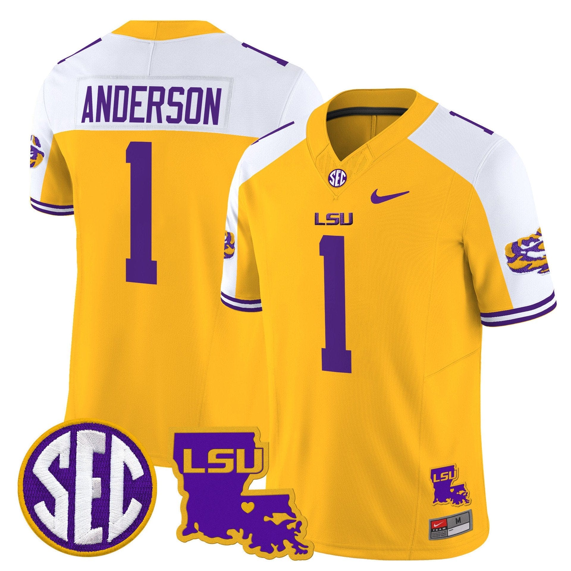 Aaron Anderson Jersey #1 LSU Tigers 2025 Louisiana Patch Stitched 3 Aaron Anderson Jersey #1 LSU Tigers 2025 Louisiana Patch Stitched - Image 3