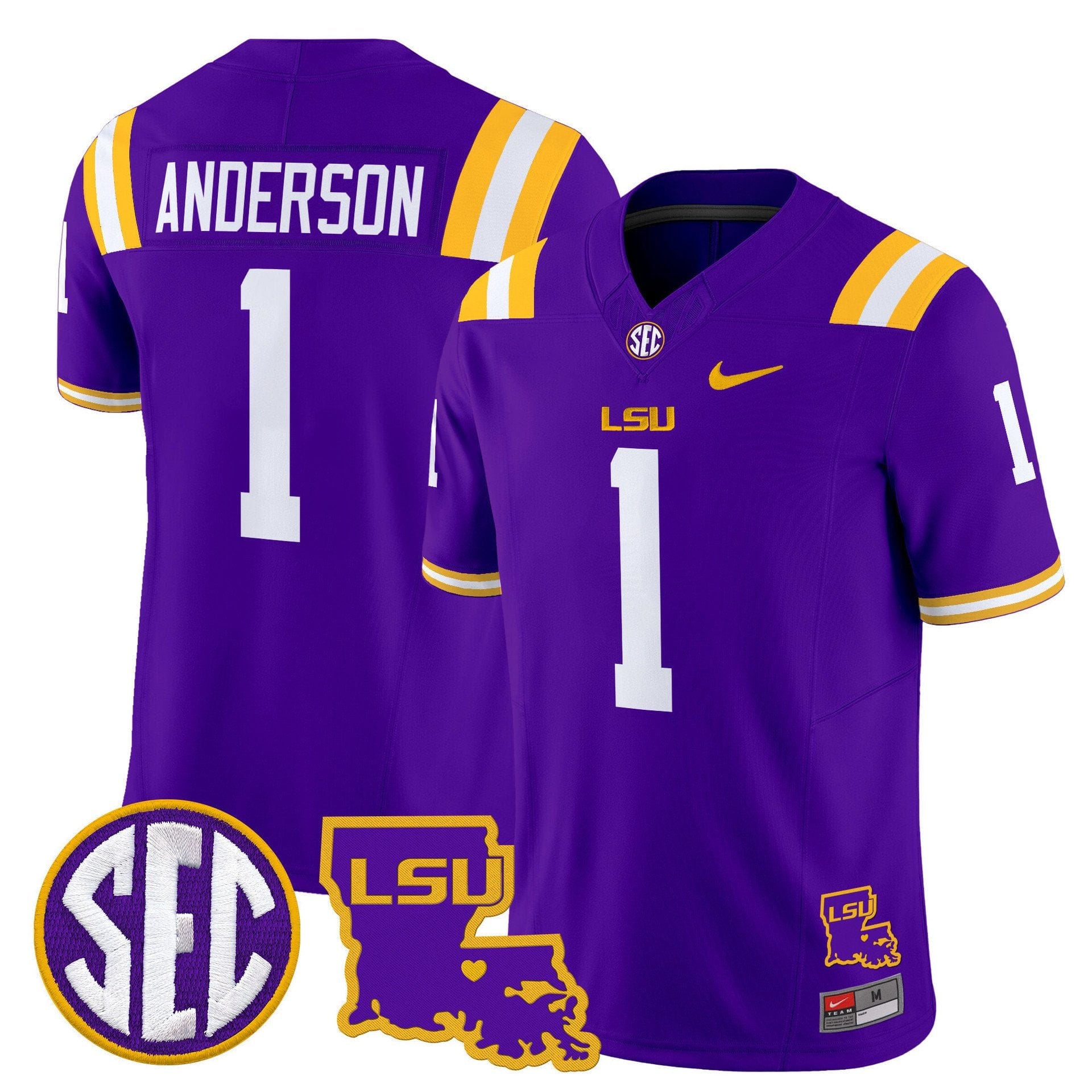 Aaron Anderson Jersey #1 LSU Tigers 2025 Louisiana Patch Stitched 5 Aaron Anderson Jersey #1 LSU Tigers 2025 Louisiana Patch Stitched - Image 5