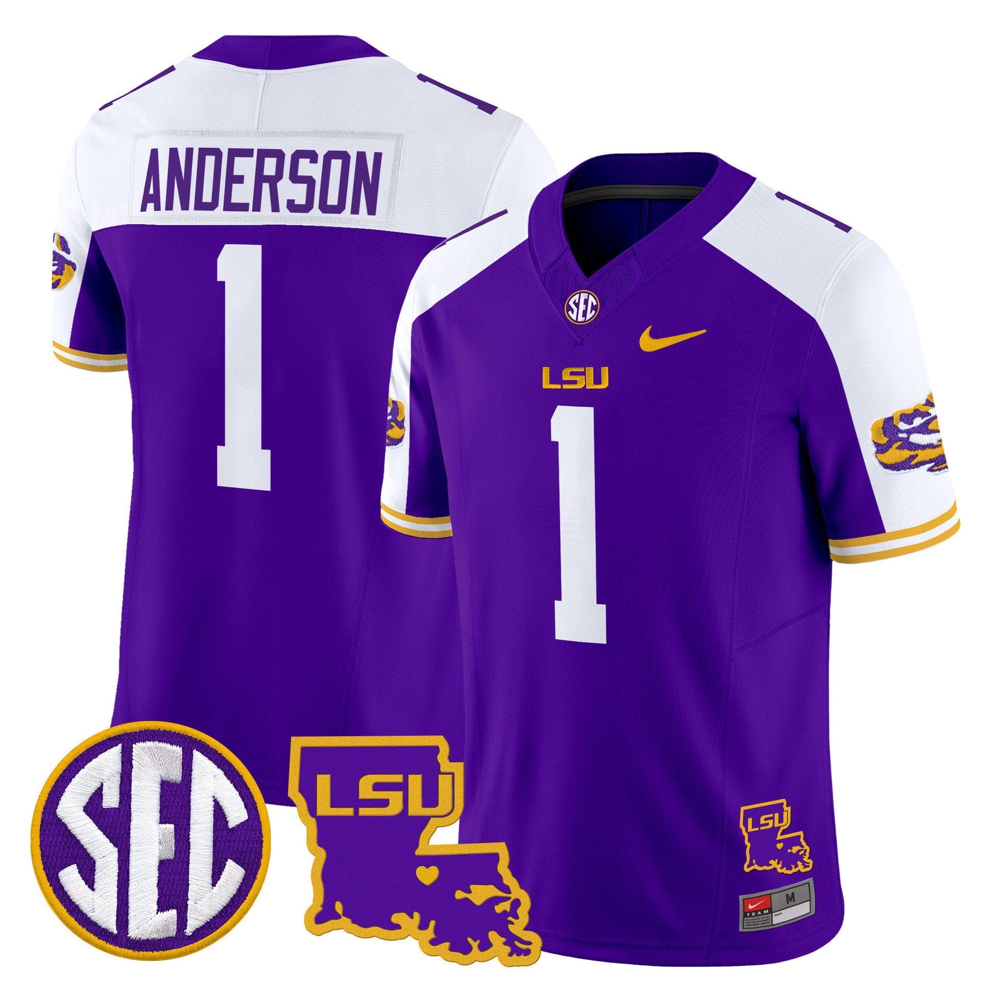 Aaron Anderson Jersey #1 LSU Tigers 2025 Louisiana Patch Stitched 4 Aaron Anderson Jersey #1 LSU Tigers 2025 Louisiana Patch Stitched - Image 4