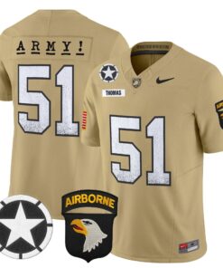 Andon Thomas Jersey 51 Army Black Knights 2025 Screaming Eagles Stitched Tan