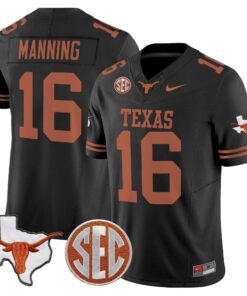 Arch Manning Jersey #16 Texas Longhorns 2025 State Map SEC Patch