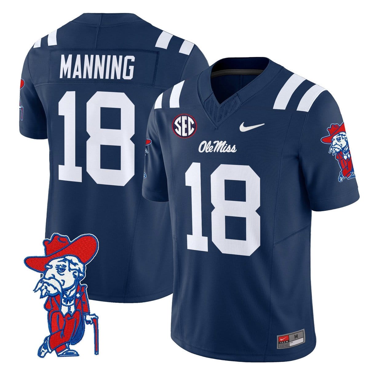 Archie Manning Jersey 18 Ole Miss Rebels 2025 Limited V2 Stitched Navy