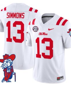 Alternative view of Austin Simmons Jersey #13 Ole Miss Rebels 2025 Limited V2 Stitched