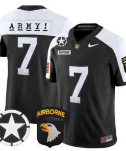 Bastogne Jersey 7 Army Black Knights 2025 Screaming Eagles Stitched Black Alter