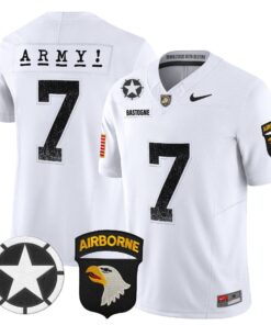 Bastogne Jersey 7 Army Black Knights 2025 Screaming Eagles Stitched White b5073dd0 9b6a 4b3b be8c df5ea685e4a6