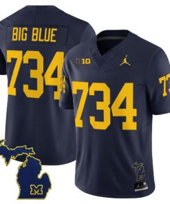 Big Blue Jersey 734 Michigan Wolverines 2025 Limited V2 Stitched Navy