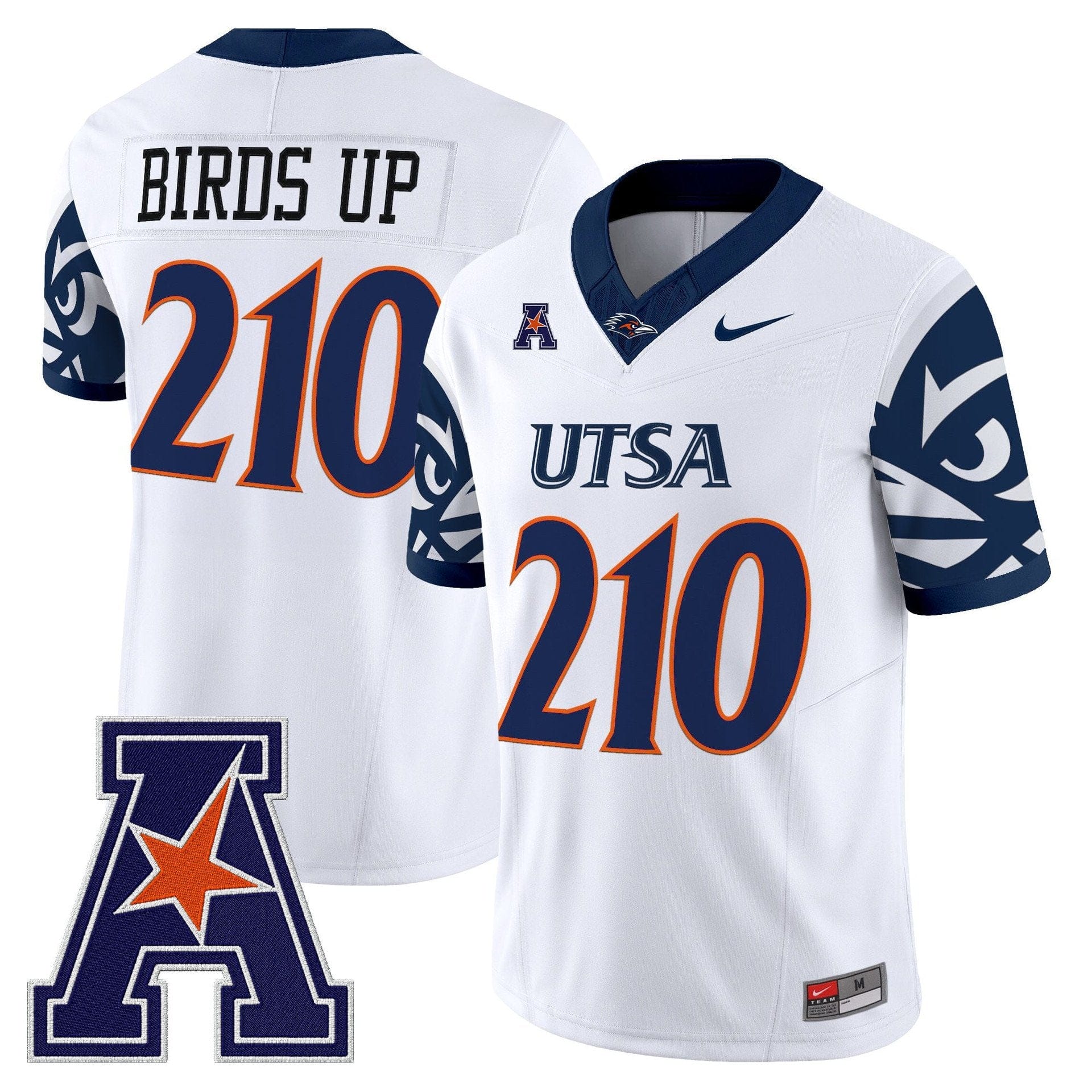 Birds Up Jersey 210 UTSA Roadrunners 2025 Vapor Limited V2 Stitched White