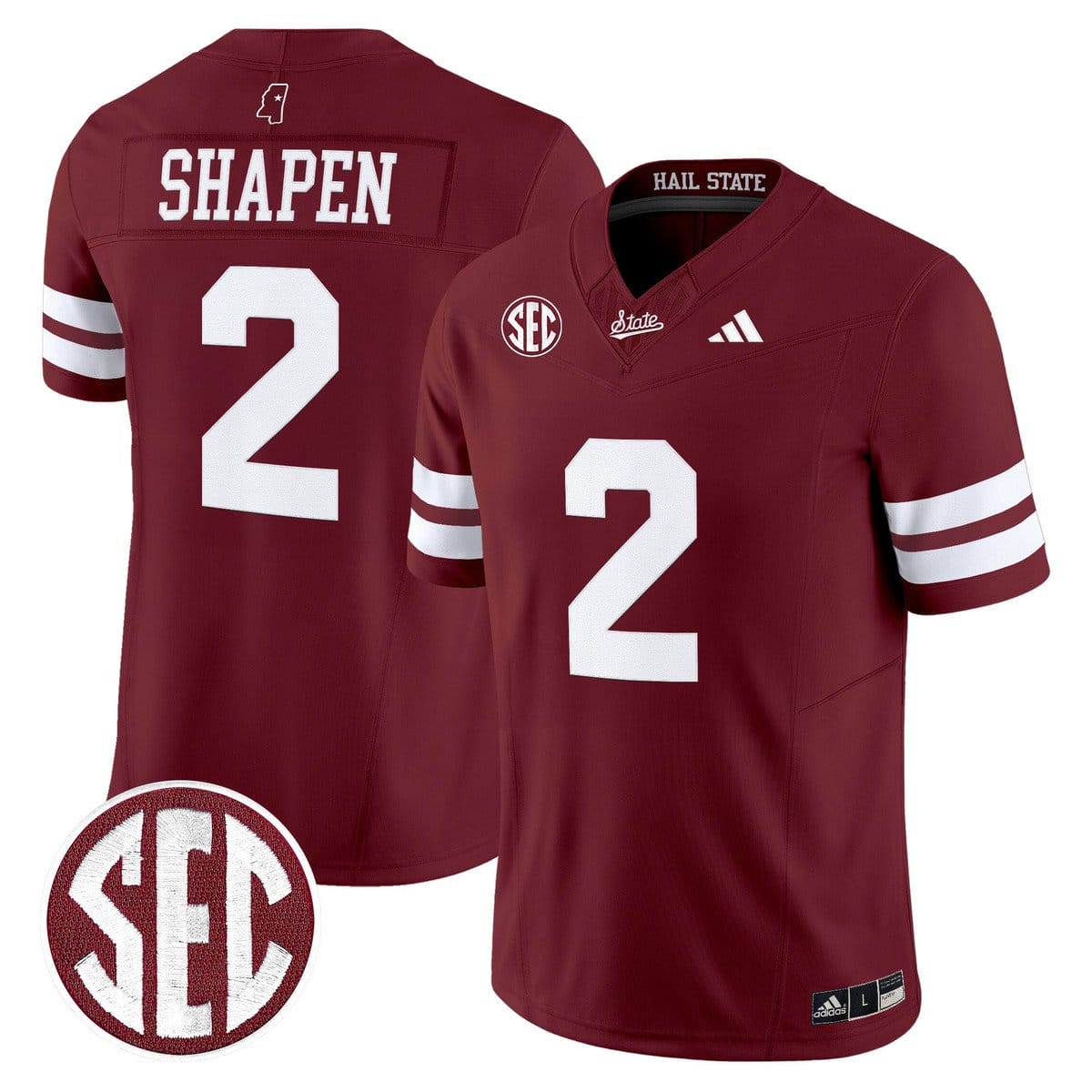 Blake Shapen Jersey #2 Mississippi State Bulldogs Dark Mode Stitched - Image 5