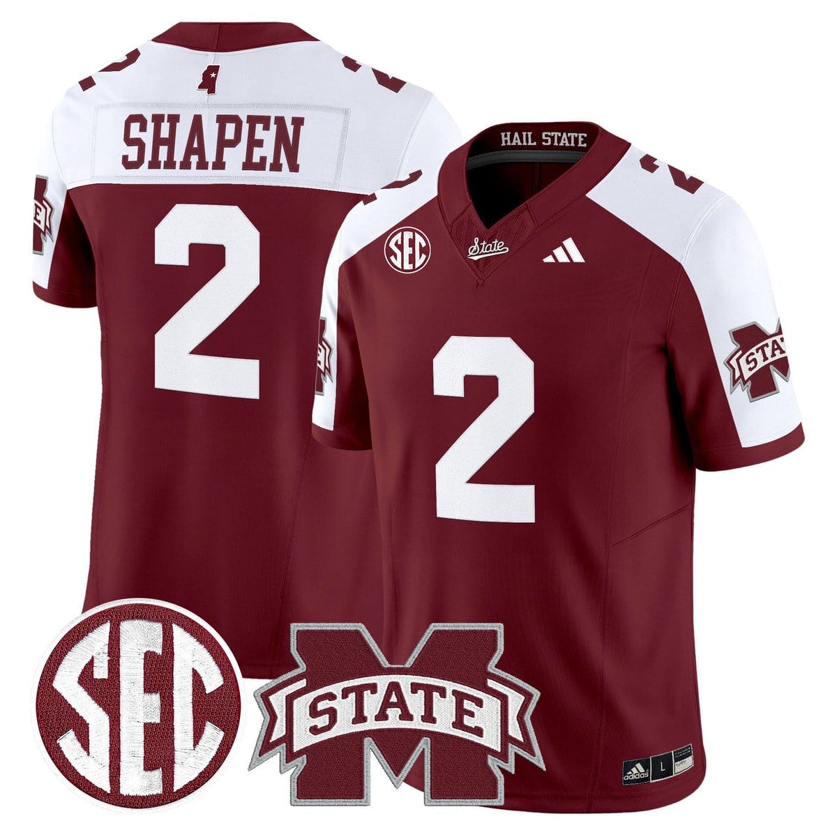 Blake Shapen Jersey #2 Mississippi State Bulldogs Dark Mode Stitched - Image 4