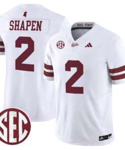 Alternative view of Blake Shapen Jersey #2 Mississippi State Bulldogs Dark Mode Stitched