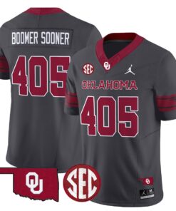 Boomer Sooner Jersey 405 Oklahoma Sooners 2025 Limited Stitched Anthracite
