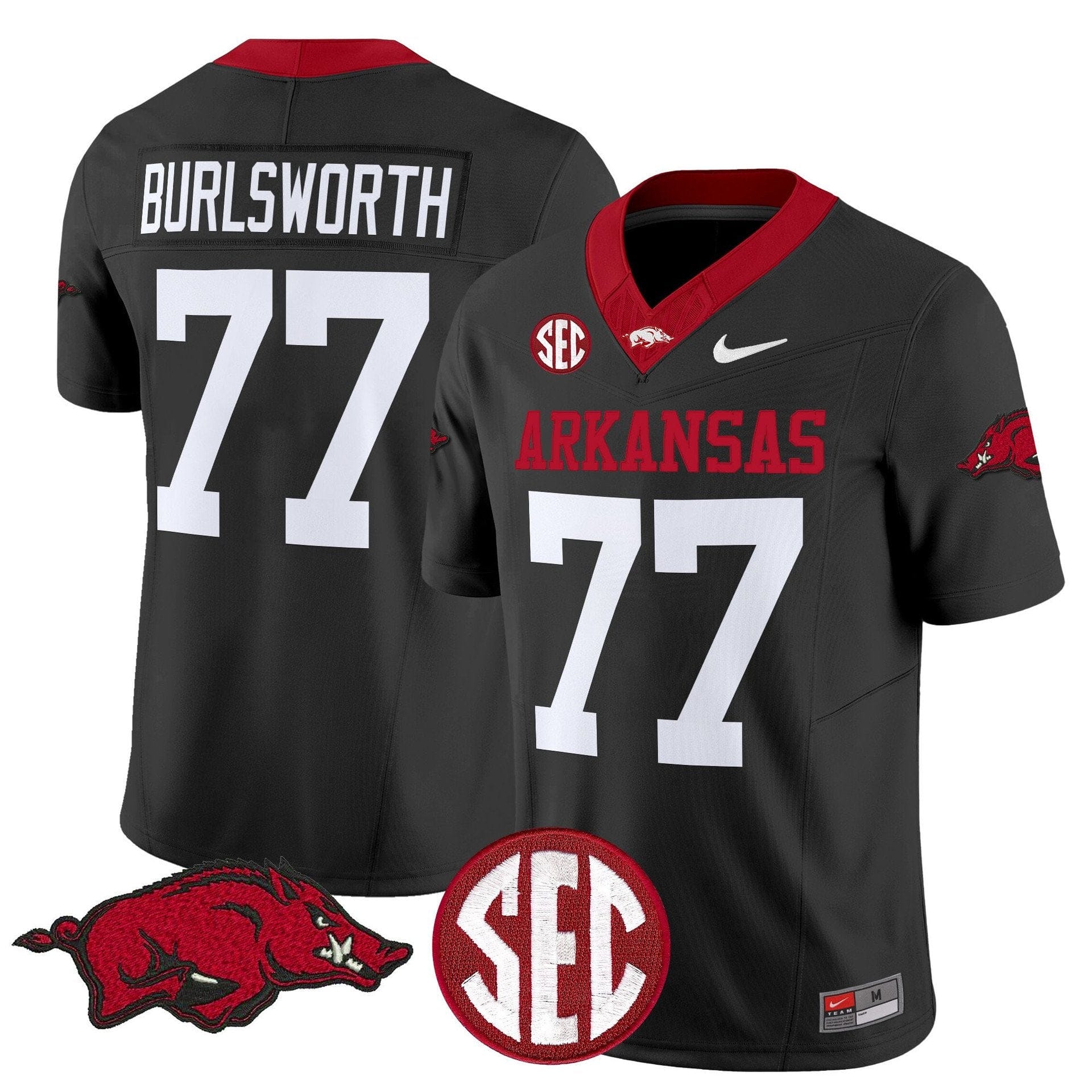 Brandon Burlsworth Jersey 77 Arkansas Razorbacks Limited Stitched Black