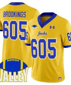 Brookings Jersey #605 South Dakota State Jackrabbits 2025 Stitched 9 Brookings Jersey 605 South Dakota State Jackrabbits 2025 Stitched Gold