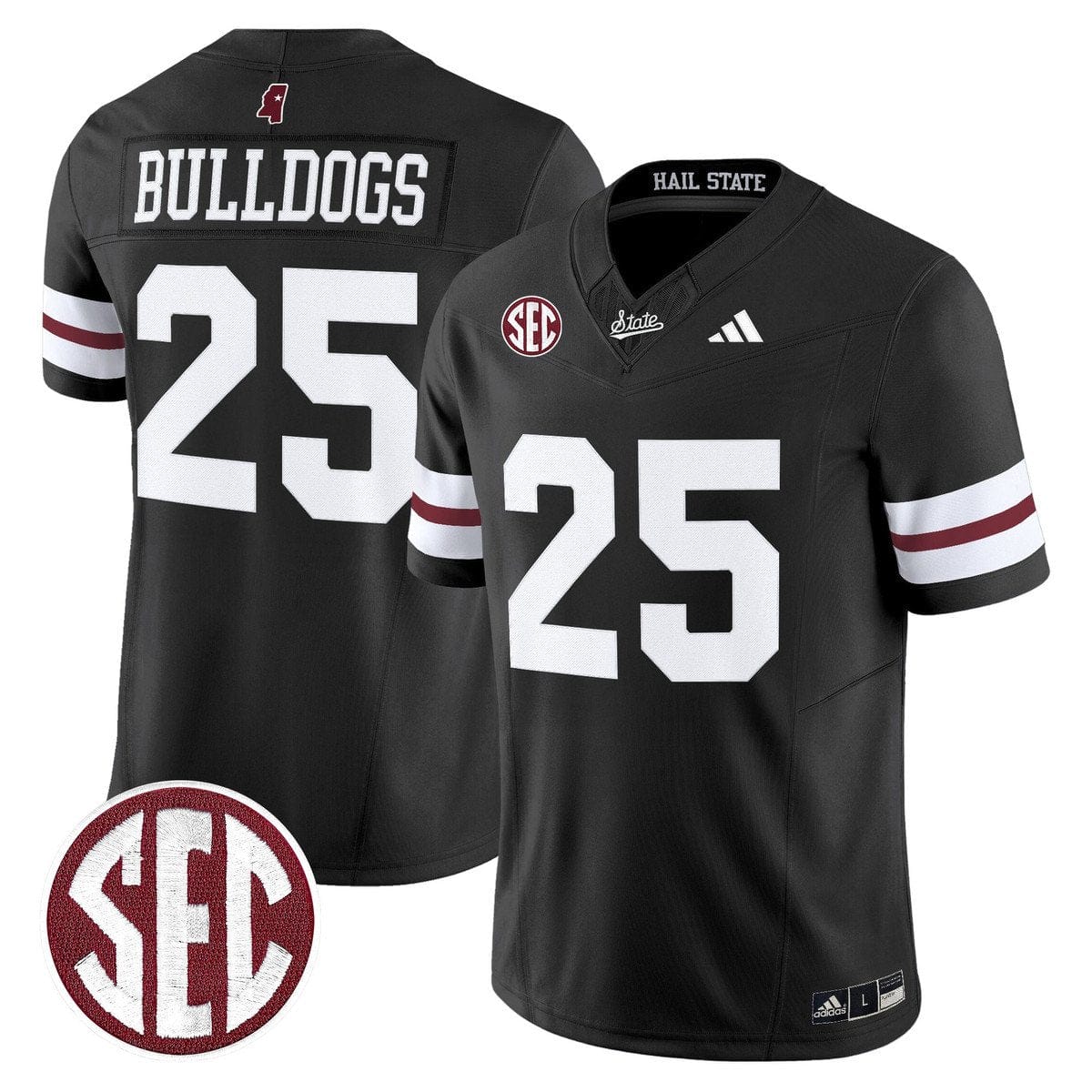 Bulldogs Jersey #25 Mississippi State Bulldogs Dark Mode Stitched