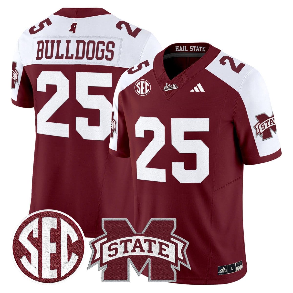 Bulldogs Jersey #25 Mississippi State Bulldogs Dark Mode Stitched - Image 4