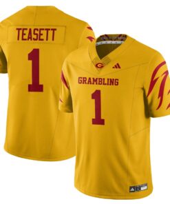 C zavian Teasett Jersey 1 Grambling State Football 2025 Special Stitched Yellow