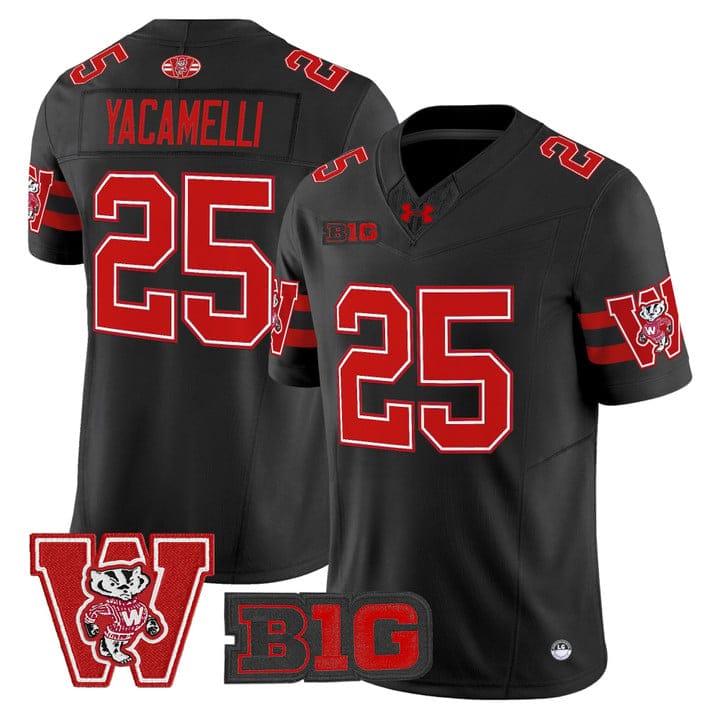 Cade Yacamelli Jersey 25 Wisconsin Badgers Throwback Stitched Black 31b6c09c cc92 43ab b434 20886e17ebbb