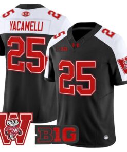 Cade Yacamelli Jersey 25 Wisconsin Badgers Throwback Stitched Black Alter