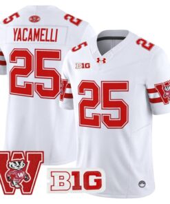 Cade Yacamelli Jersey 25 Wisconsin Badgers Throwback Stitched White