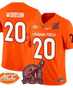 Caleb Woodson Jersey 20 Virginia Tech Hokies Coach Frank Beamer 2025 Orange