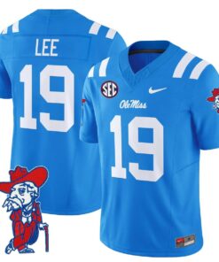 Cayden Lee Jersey 19 Ole Miss Rebels 2025 Limited V2 Stitched Powder Blue