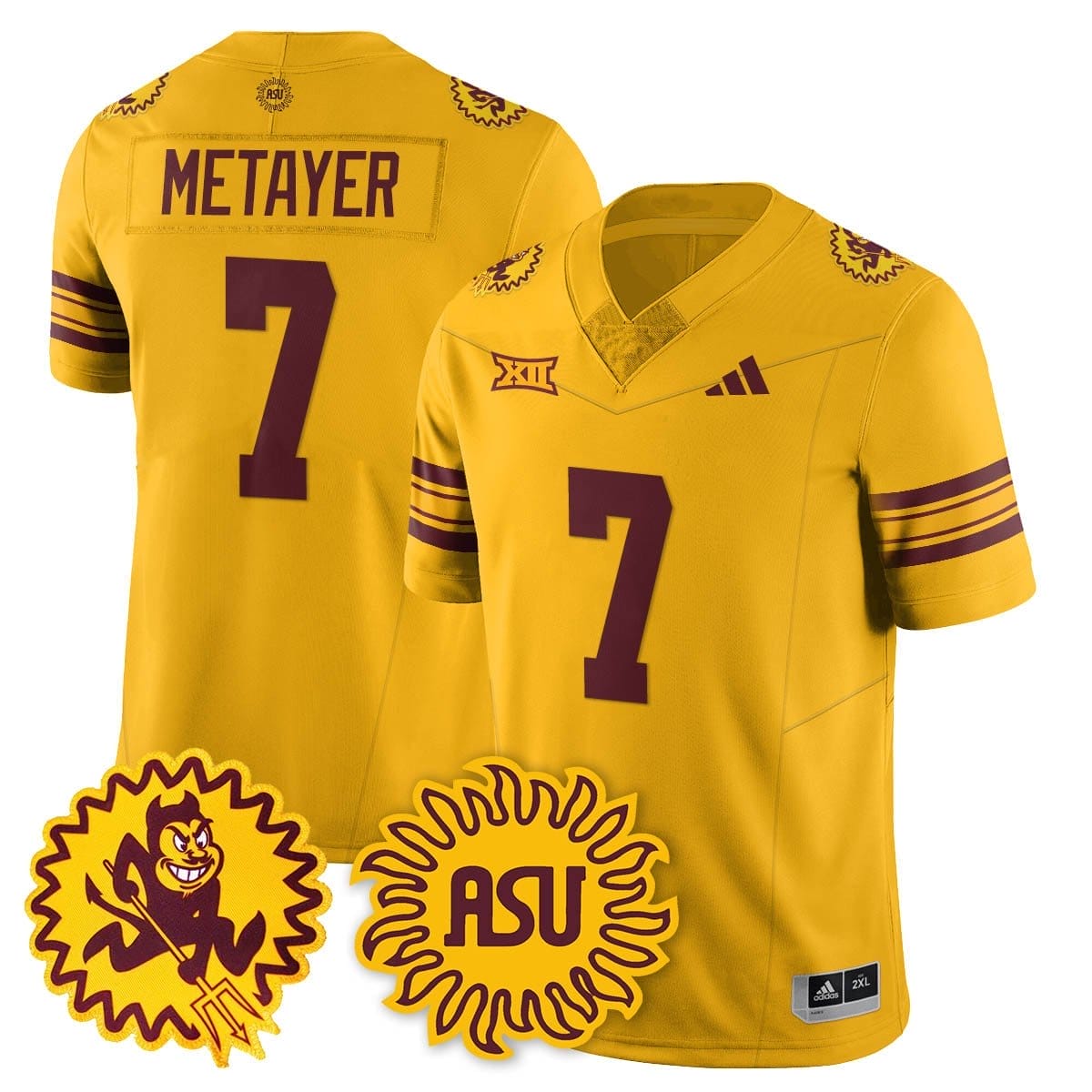 Chamon Metayer Jersey #7 Arizona State Sun Devils 1975 Throwback Stitched 3 Chamon Metayer Jersey #7 Arizona State Sun Devils 1975 Throwback Stitched - Image 3