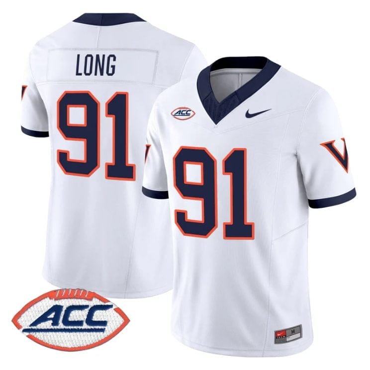 Chris Long Jersey #91 Virginia Cavaliers 1995 Throwbacks Stitched 11 Chris Long Jersey 91 Virginia Cavaliers 1995 Throwbacks Stitched White
