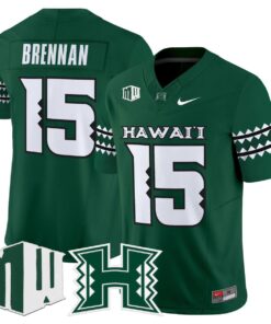 Colt Brennan Jersey 15 Hawai i Rainbow Warriors 2025 Vapor Stitched Green