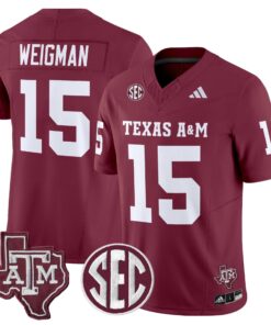 Conner Weigman Jersey 15 Texas A M Aggies 2025 Vapor Stitched Maroon