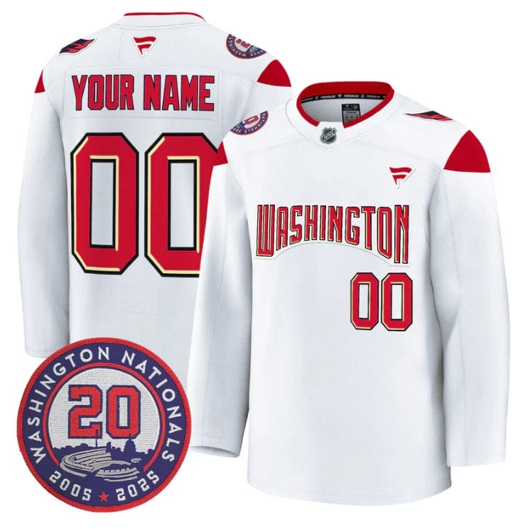 CustomWashingtonCapitalsJersey20thAnniversarySeasonsPatchStitched