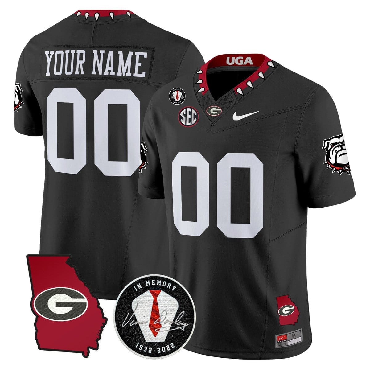 Custom Georgia Bulldogs Jersey 2025 Georgia Map Vince Dooley Patch Black 1cb515eb 4f58 4e2c b055 0c54d622a163