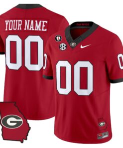 Custom Georgia Bulldogs Jersey 2025 Georgia Map Vince Dooley Stitched Red