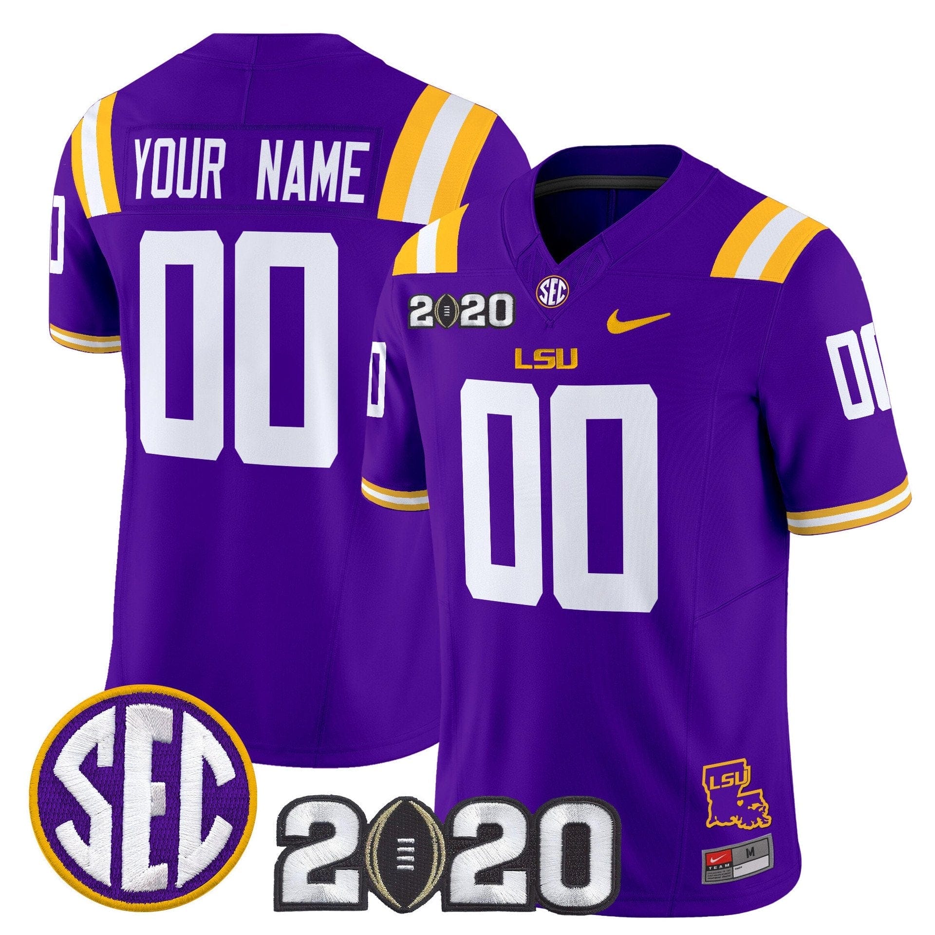 Custom LSU Tigers Jersey Name, Number 2020 National Champions Stitched - Image 5