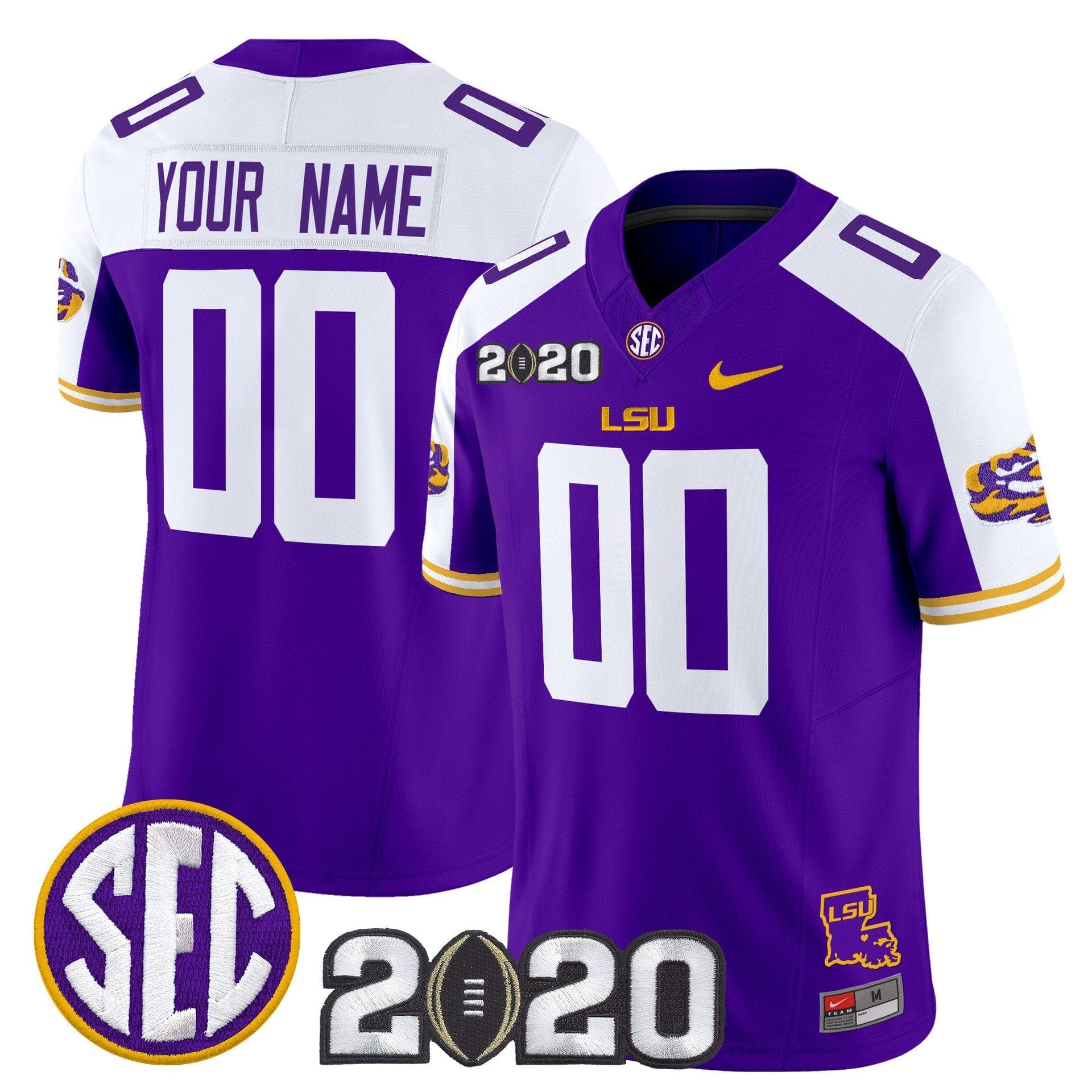 Custom LSU Tigers Jersey Name, Number 2020 National Champions Stitched - Image 4