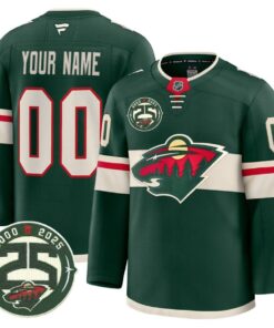 Alternative view of Custom Minnesota Wild Jersey 25th Anniversary Patch Premium Stitched