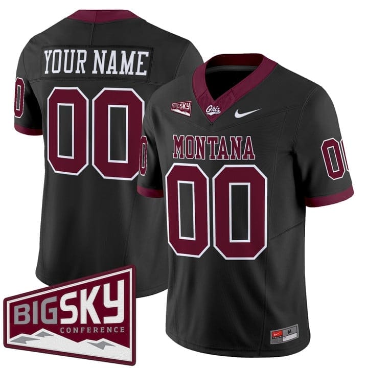 Custom Montana Grizzlies Jersey Name, Number 2025 Vapor Stitched 6 Custom MontanSStitched Black