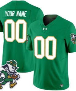 Custom Notre Dame Jersey Name Number 2025 Gridiron Leprechaun Edition Green