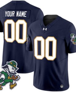 Custom Notre Dame Jersey Name Number 2025 Gridiron Leprechaun Edition Navy
