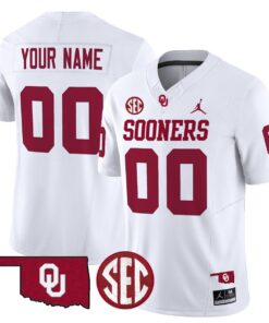 Custom Oklahoma Sooners Jersey Name Number 2025 Limited Stitched White