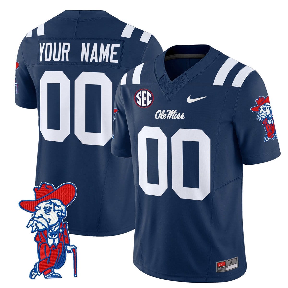 Custom Ole Miss Rebels Jersey Name Number 2025 V2 Stitched Navy