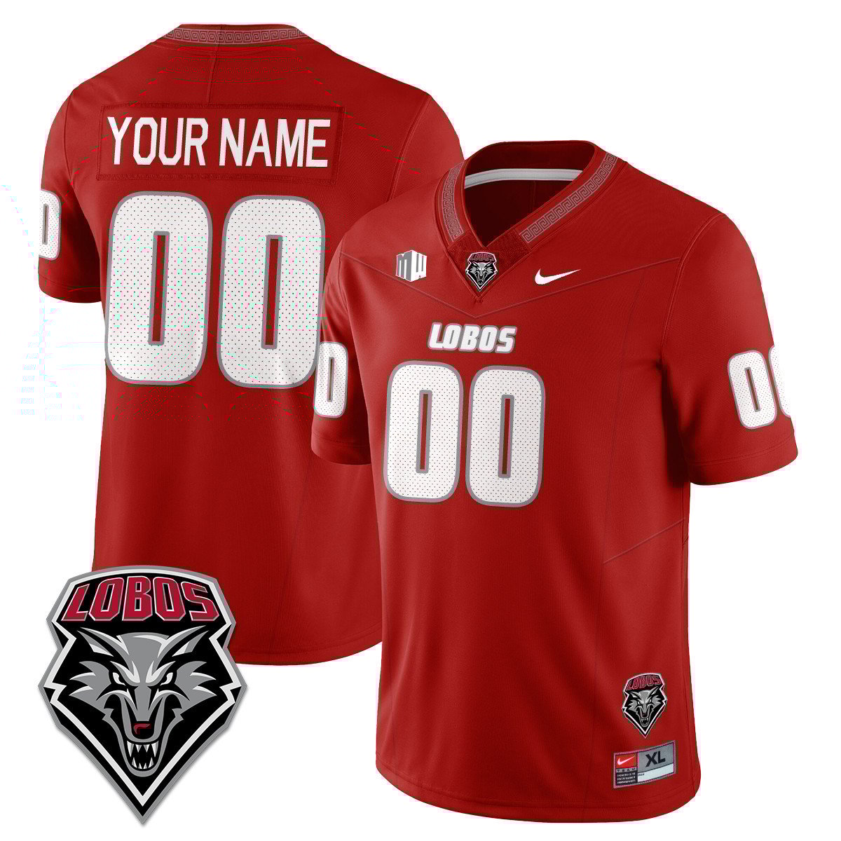 Custom UNM Lobo Football Jersey Name Number 2025 Stitched Red