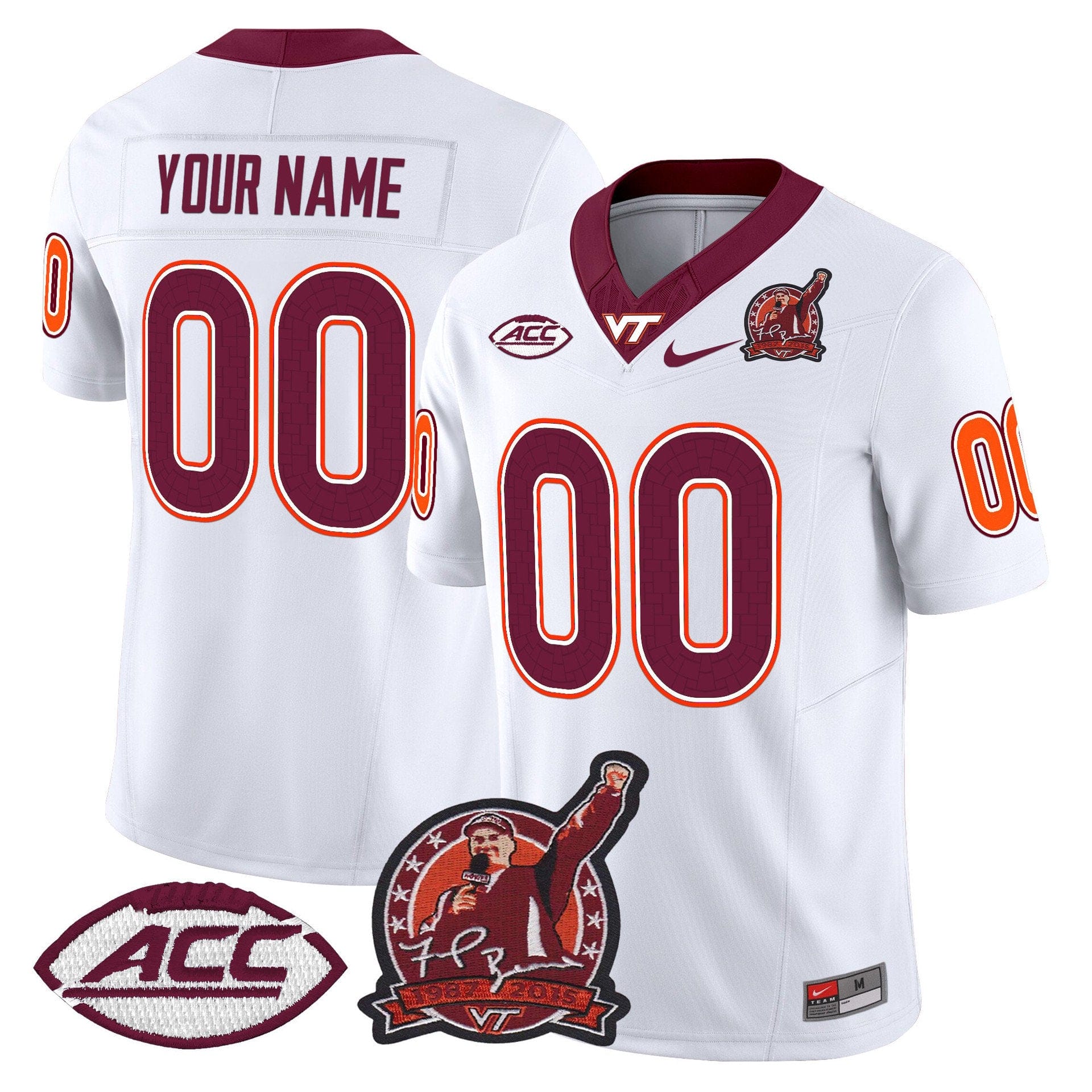 Custom Virginia Tech Hokies Jersey Coach Frank Beamer Patch 2025 White 1f75358a 8724 4a28 888a c5df39b40145