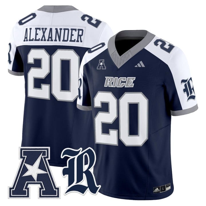 Daelen Alexander Jersey #20 Rice Owls 2025 Vapor Limited Stitched - Image 4