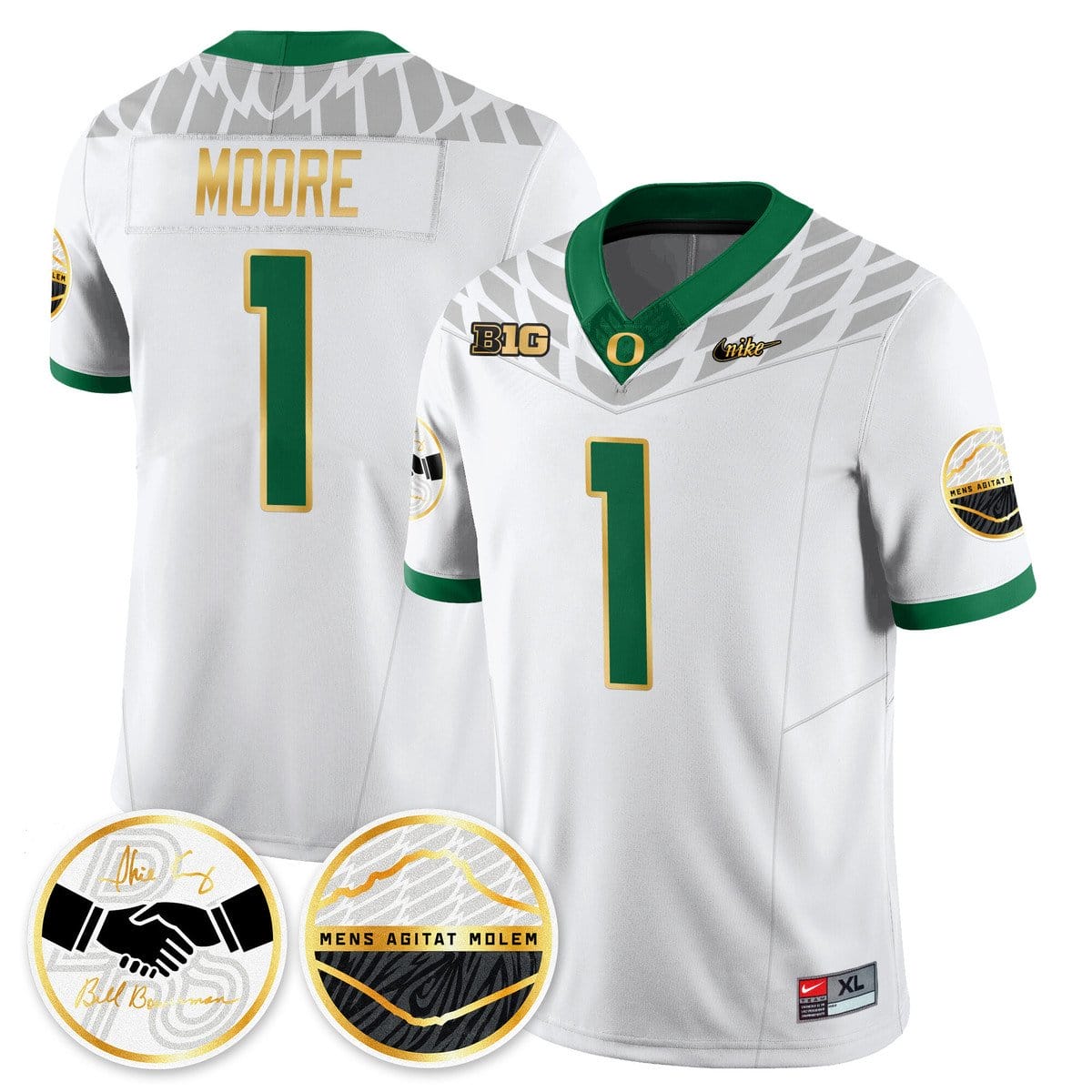 Dakorien Moore Jersey 1 Oregon Ducks 2025 Shoe Duck Stitched White 1a76f1e5 2c50 438f 9709 530f1646764e