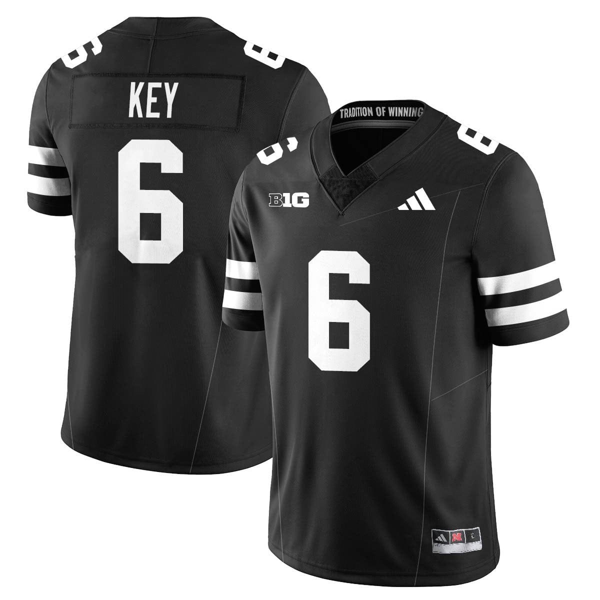 Dane Key Jersey 6 Nebraska Football 2025 Blackout Stitched Black